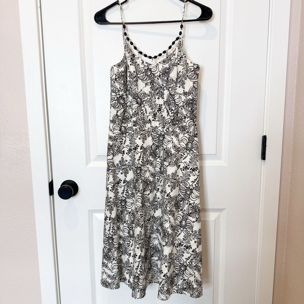 Ann Taylor Loft Floral Midi Dress Size 4‎ Romantic Boho Soft Forest Fairy Beaded